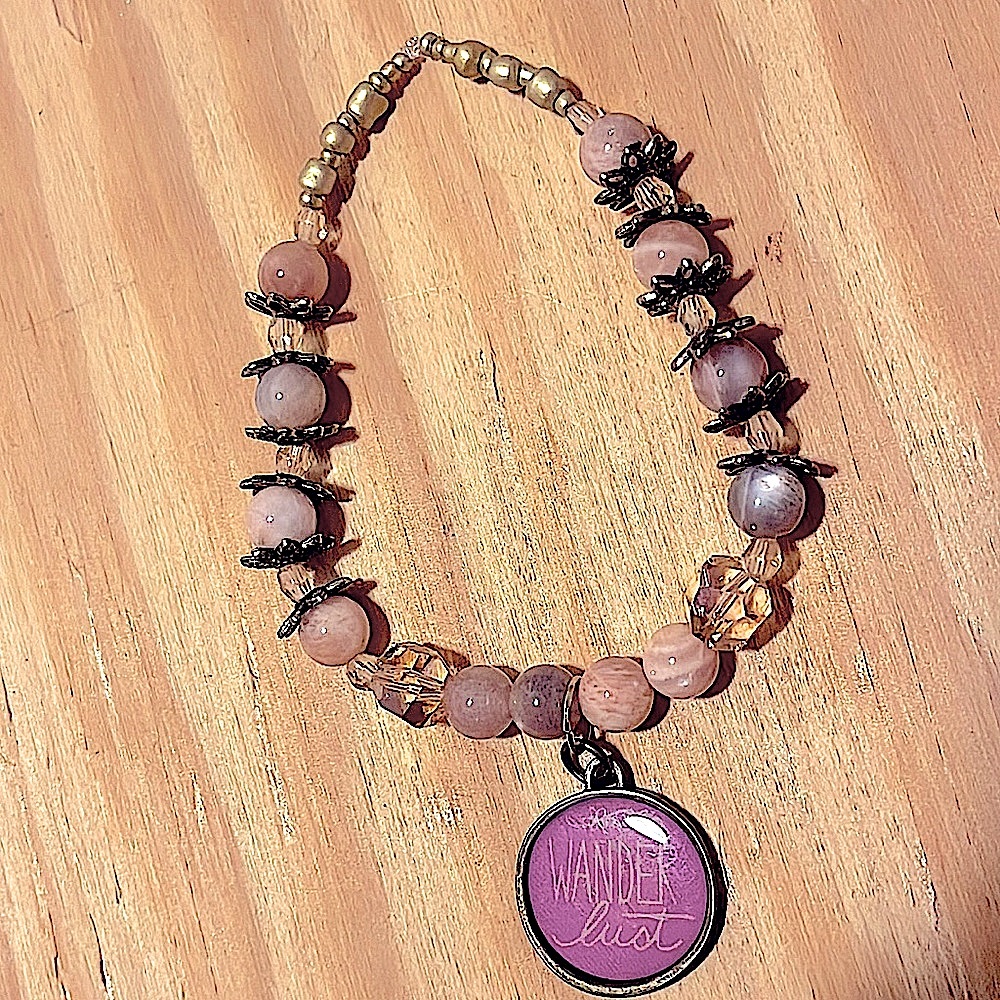 Peach Moonstone & Sunstone, Moonstone Spheres w/ “Wanderlust” Amulet 🩷🤍💞